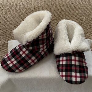 Plaid Fleece Lined Slippers